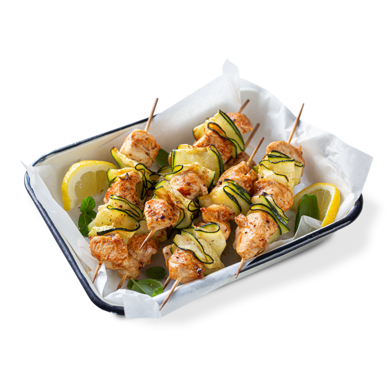 Gegrillte Putenspieße mit Zucchini