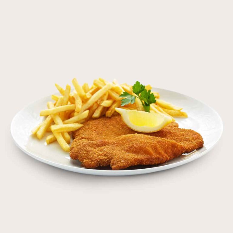 Wiener Schnitzel mit Pommes und Zitrone